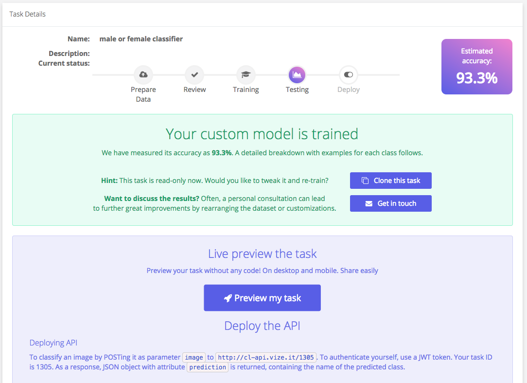 Classifier training finished