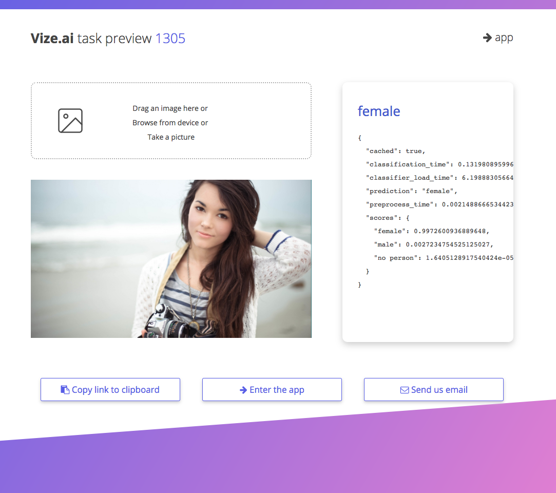 Preview trained task — test classification