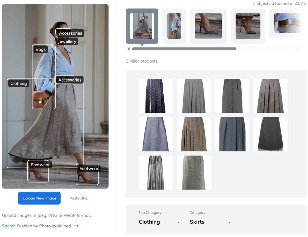 Fashion search at Ximilar Demo
