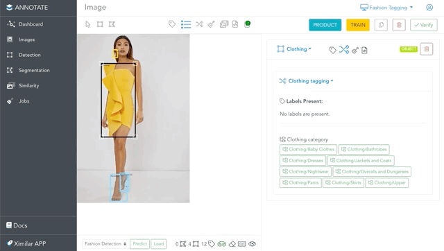 Adding labels from complex taxonomy to fashion image.