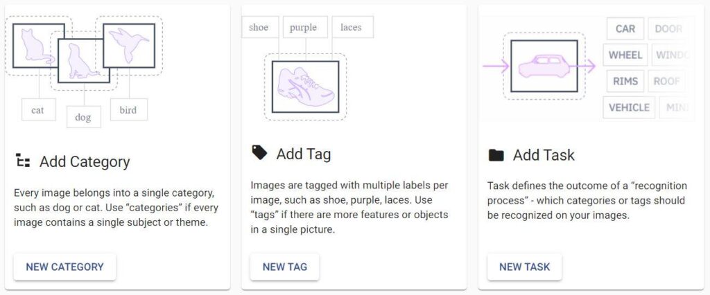 Create Category, Tag or Task via Ximilar App platform.