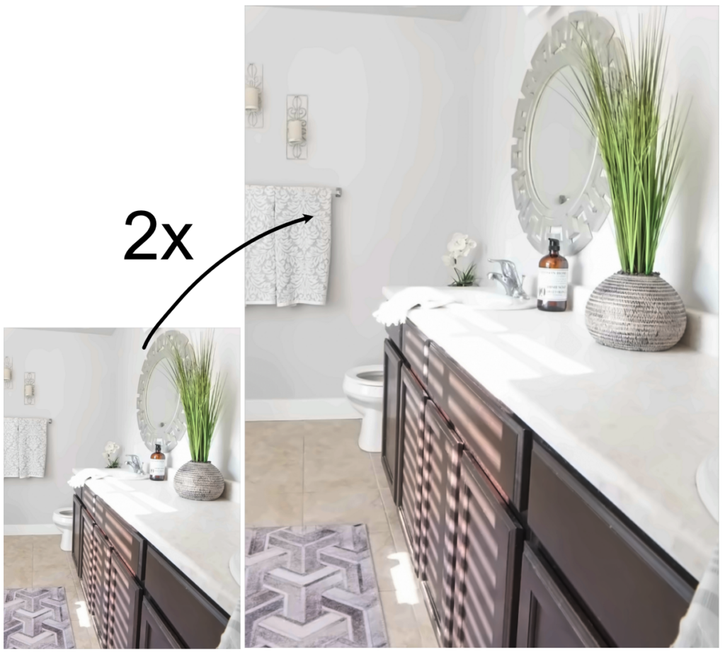 Enhance image resolution by 2, 4 or 8 times for real estate images.