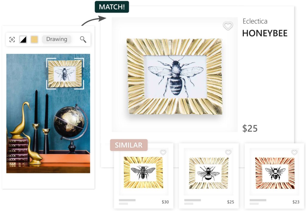 Reverse image search of home decor with visual AI