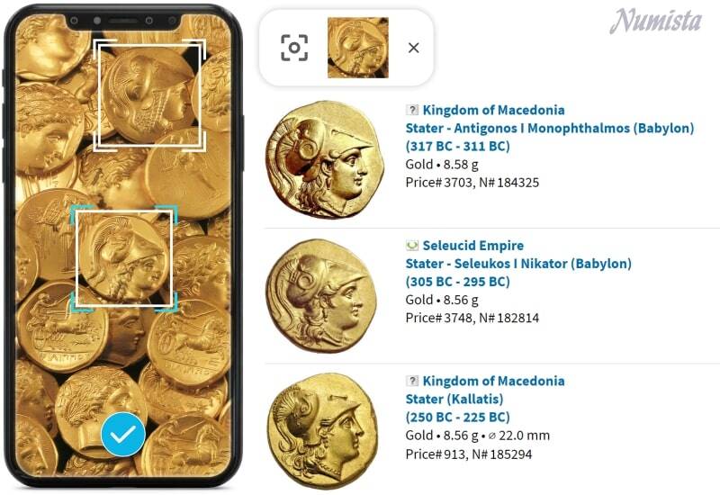 Detection and visual search of coins as performed by Numista.