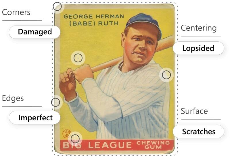 Automatic surface defects' detection on a collectible baseball card