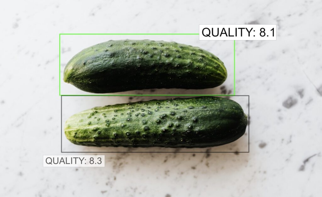 The grading of vegetables by an image regression model.