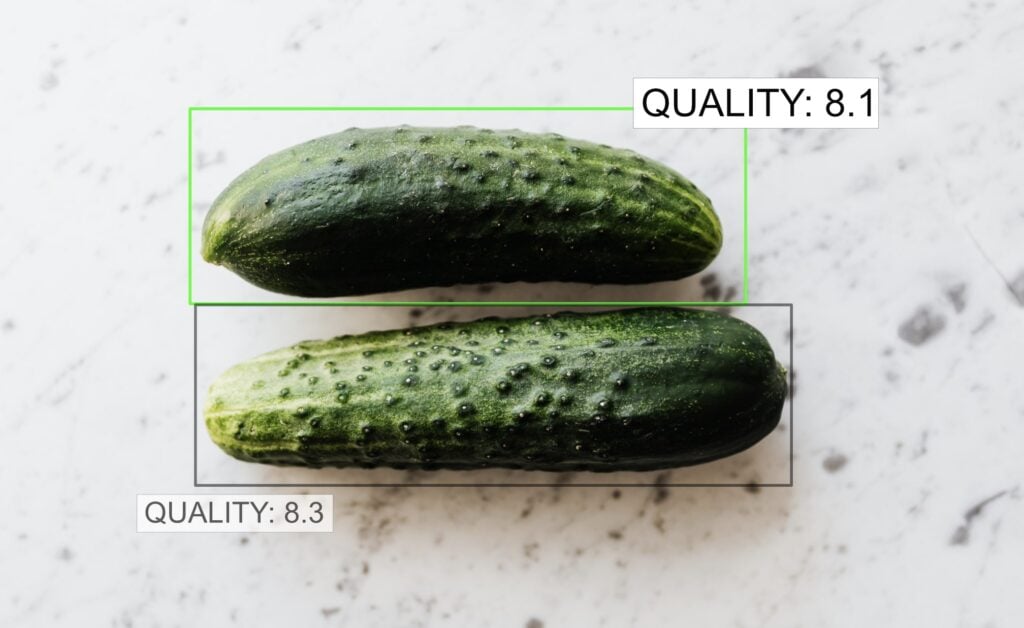 The grading of vegetables by an image regression model.