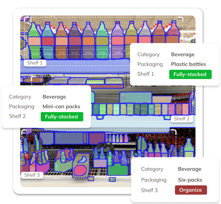 Ximilar's computer vision platform can be used to build new visual AI solutions for image and video processing, such as detection of objects on the shelves.
