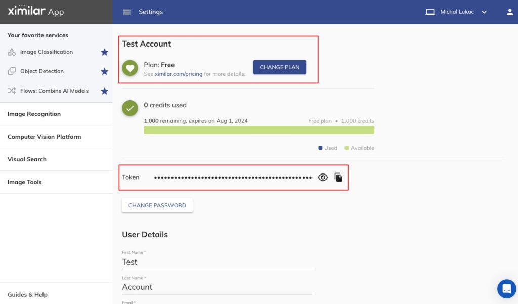 Sign in to the Ximilar App to see and copy your authorization token.