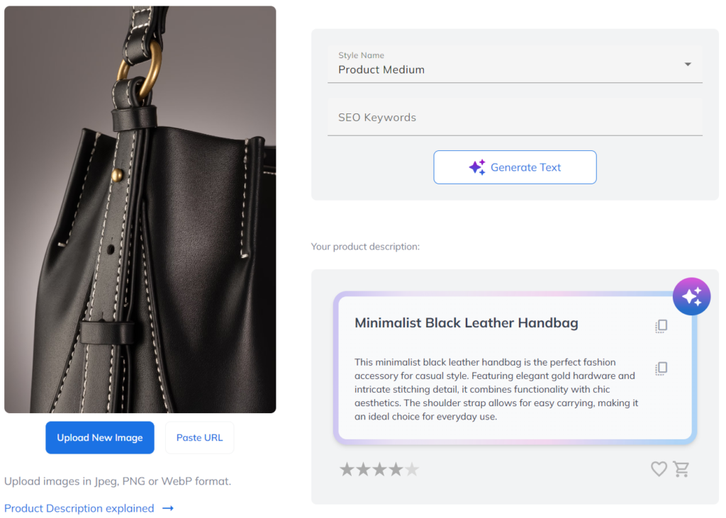 With a smart product recognition system, it’s easy to get accurate tags for descriptions, even from partial product photos.