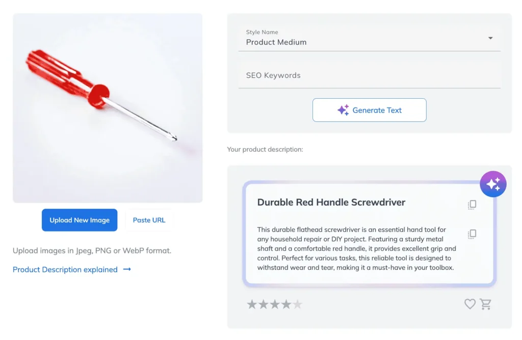 AI product description generator can be used for various purposes, without the need to fine-tune.