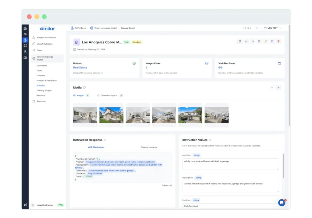 A view on one sample for the real estate dataset.