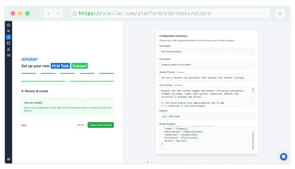 VLM Wizard will help you create a first prototype of your model configuration.