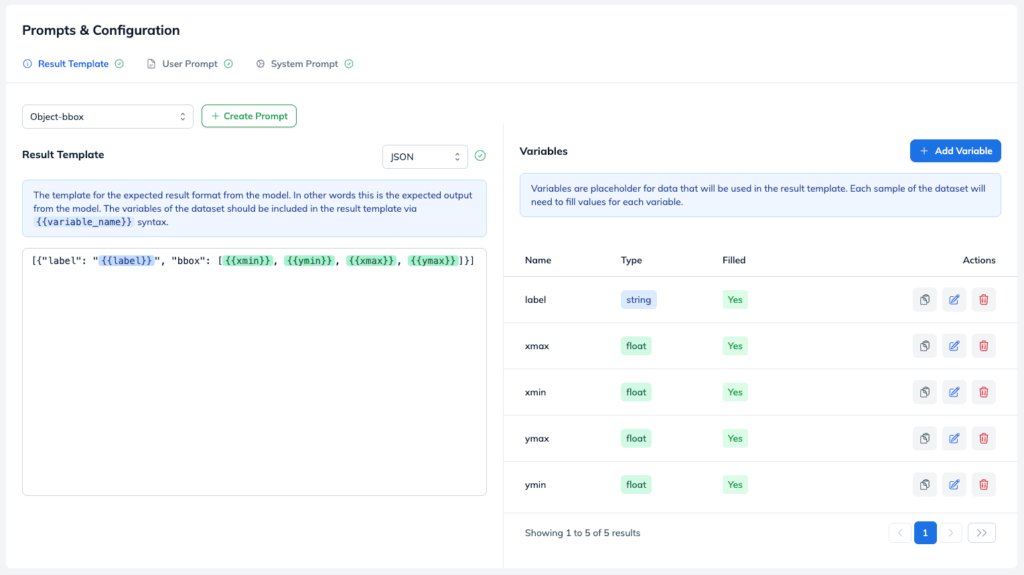 Prompts & configuration at Ximilar VLM platform.
