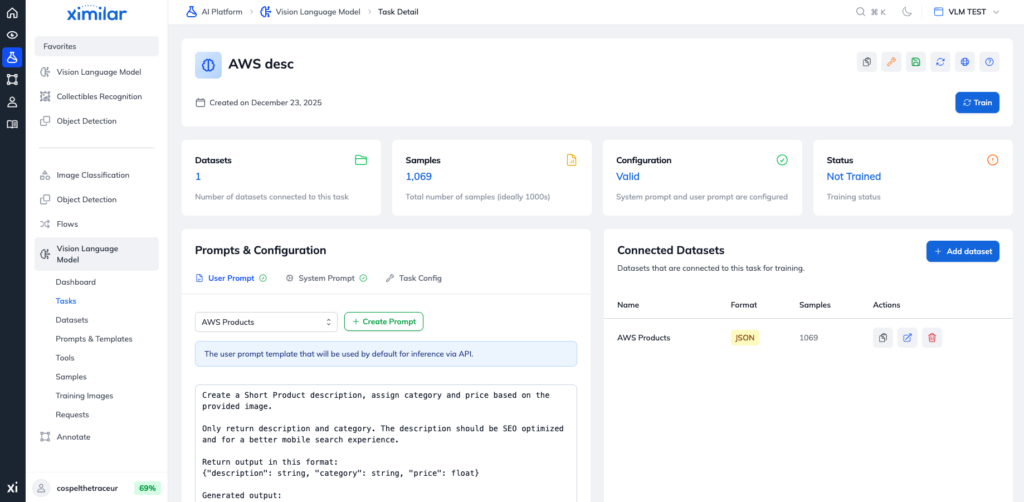 Ximilar VLM Platform – no-code fine-tuning for vision-language models