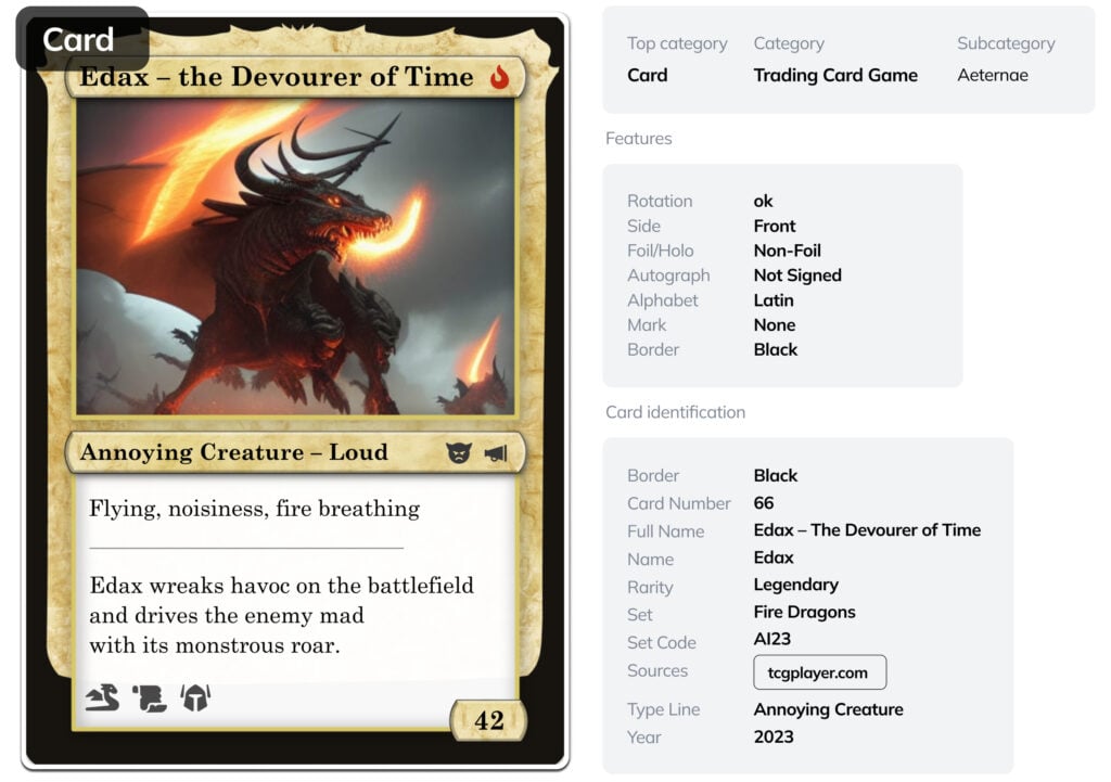 Ximilar AI recognizes the most popular trading cards, such as Pokémon, Magic The Gathering, Yu-GI-Oh, Flesh and Blood, MetaZoo and other TCGs.