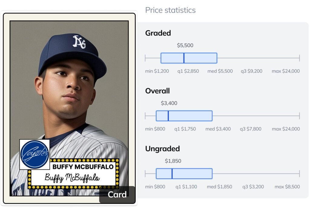 Our price search system (BETA) retrieves listings and aggregated price data for cards, comic books and manga from major marketplaces, with links included. Provide only a&nbsp;photo of&nbsp;the collectible item and get instant results — including graded, ungraded, and overall price statistics with min, median, and max values.