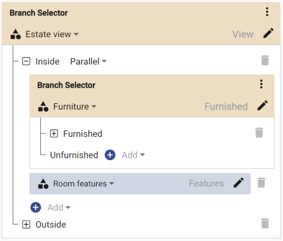 A machine learning model flow used as a branch selector by Ximilar.
